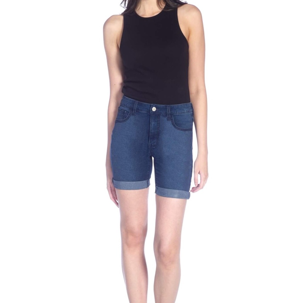 DKR Apparel Stretch Full Rise Denim Short-Dark Wash
